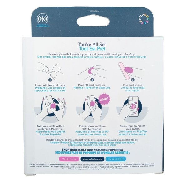 Popsocket Nails Phone Grip Matching Kit Neon Coast Pink Purple 804574 Set Mani - Picture 2 of 4